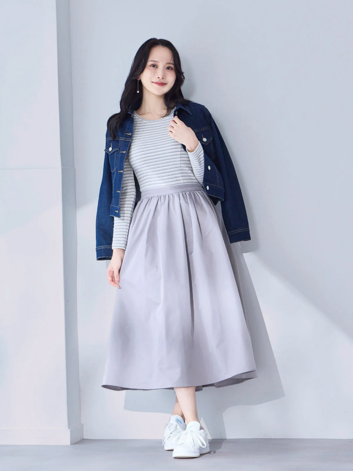 な*え様 OverE カットドッキングワンピース(グレー)90サイズ カットドッキングワンピース：グレーボーダー│胸が大きな女性のための