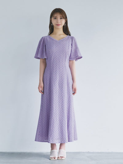 [5/29 22:00発売 期間限定 500円OFF]コットンレースワンピース 25SS：ネイビー[102サイズ対応/入荷次第発送]