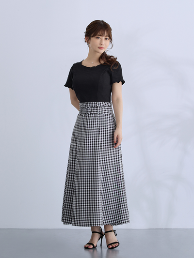 [5/8 22:00再販 期間限定 300円OFF]メローワイドテレコパネルカットソー：ブラック[102サイズ対応/入荷次第発送]