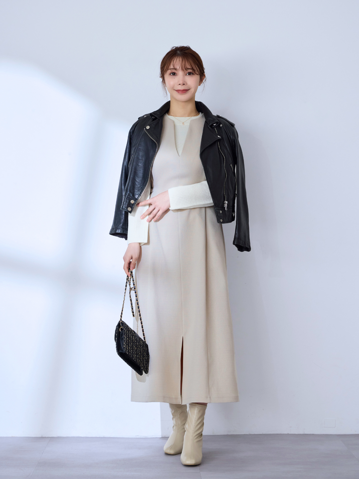 overE オーバーイー ポリニージャンパースカート：エクリュ サイズ90 ポリニージャンパースカート：エクリュ│胸が大きな女性のための