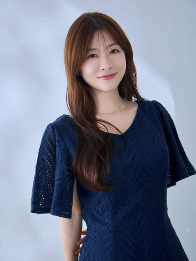 [5/29 22:00発売 期間限定 500円OFF]コットンレースワンピース 25SS：ネイビー[102サイズ対応/入荷次第発送]