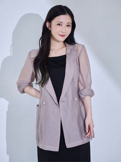 [8/21 22:00発売 期間限定 500円OFF]自然にくびれるシアージャケット：モーブピンク[102サイズ対応]
