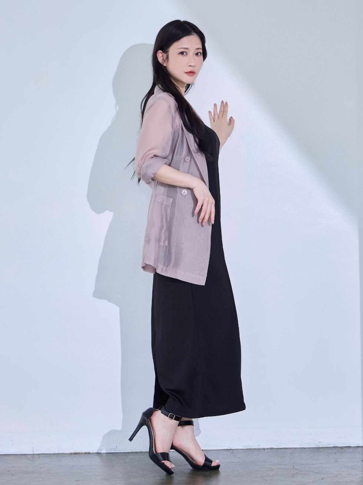 [8/21 22:00発売 期間限定 500円OFF]自然にくびれるシアージャケット：モーブピンク[102サイズ対応]