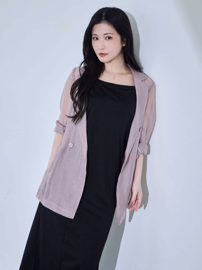 [8/21 22:00発売 期間限定 500円OFF]自然にくびれるシアージャケット：モーブピンク[102サイズ対応]