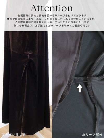 [10/9 22:00発売 期間限定 500円OFF]2wayスリーブベロアワンピース：ブラック[102サイズ対応/入荷次第発送]