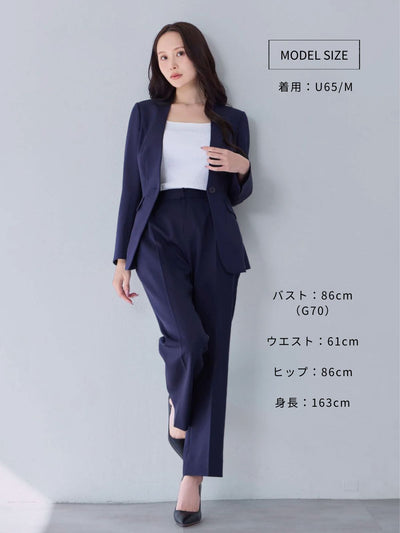 [10/16 22:00発売 期間限定 500円OFF]ノーカラーハイストレッチジョーゼットジャケット 25AW：ブラック[102サイズ対応]