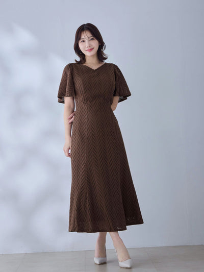 [5/29 22:00発売 期間限定 500円OFF]コットンレースワンピース 25SS：ブラウン[102サイズ対応/入荷次第発送]