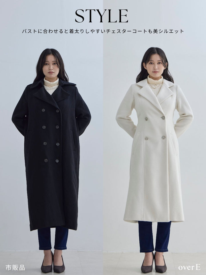 理想のチェスターコート 25AW：ブラック│胸が大きな女性のための