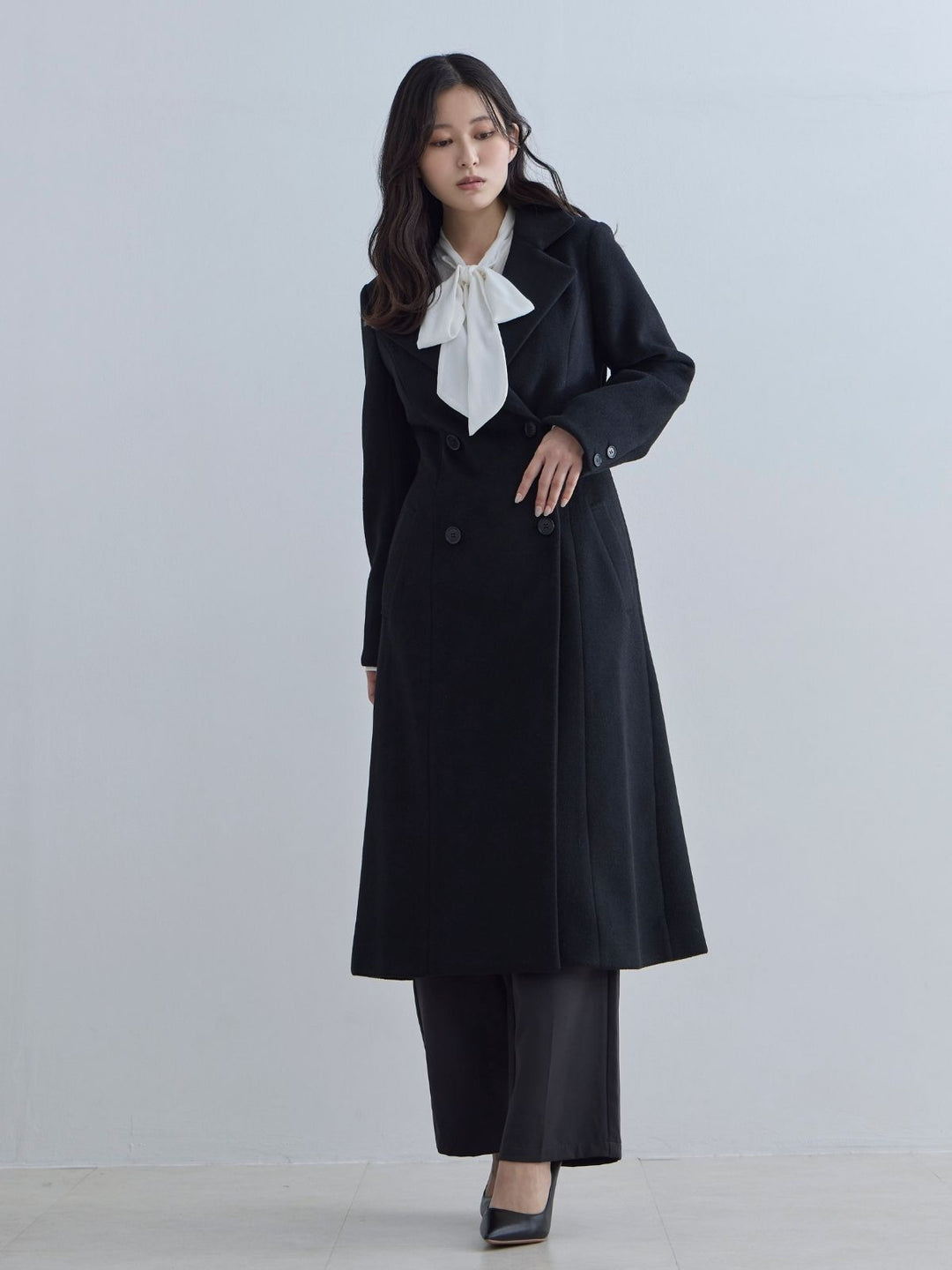 overe コート　96 理想のチェスターコート 25AW：ブラック│胸が大きな女性のための