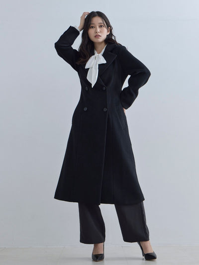 理想のチェスターコート 25AW：ブラック│胸が大きな女性のための