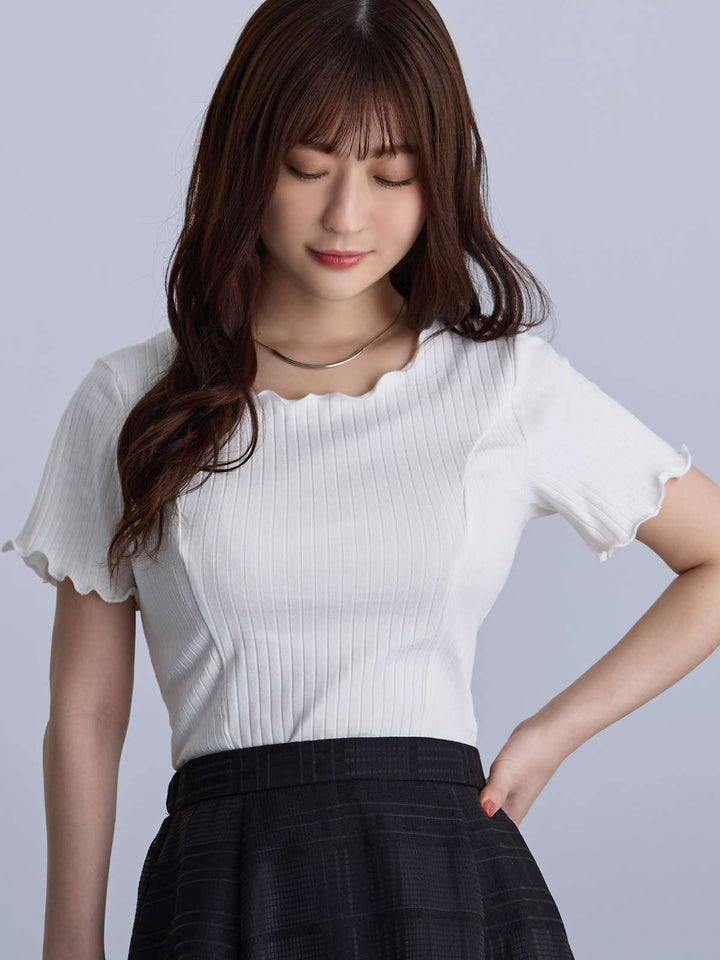 メローワイドテレコパネルカットソー│胸が大きな女性のための