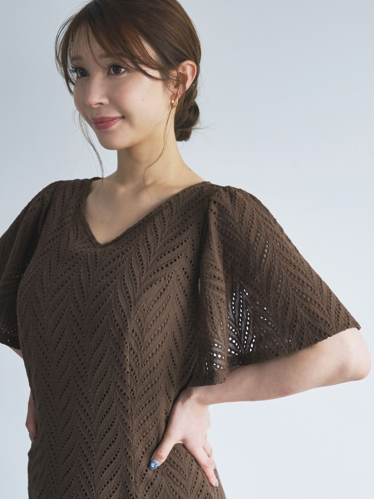 [5/29 22:00発売 期間限定 500円OFF]コットンレースワンピース 25SS：ネイビー[102サイズ対応/入荷次第発送]