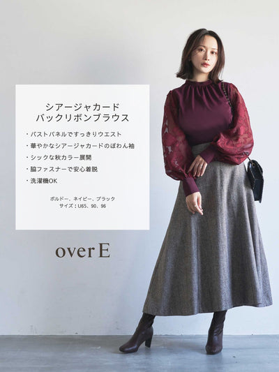 [10/18 22:00再販]シアージャカードバックリボンブラウス：ブラック[予約]