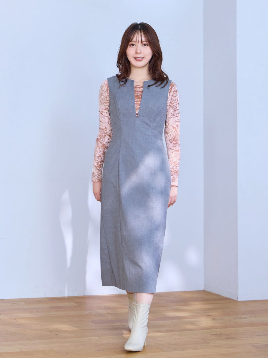 メロークラッシュベロアトップス：ピンク│胸が大きな女性のため