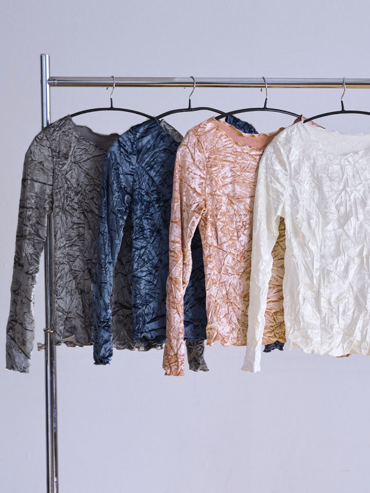 Cledusia クレドシア　ｂａｃｋオープンベロアトップス　グレー メロークラッシュベロアトップス：グレー│胸が大きな女性のため