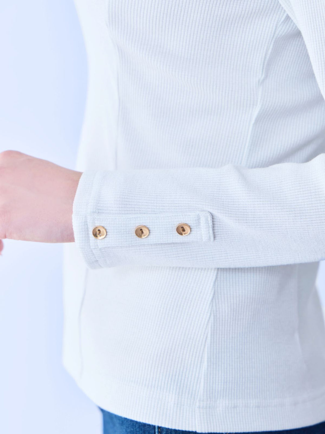 ミニラメテレコパネルカットソー：ホワイト│胸が大きな女性の