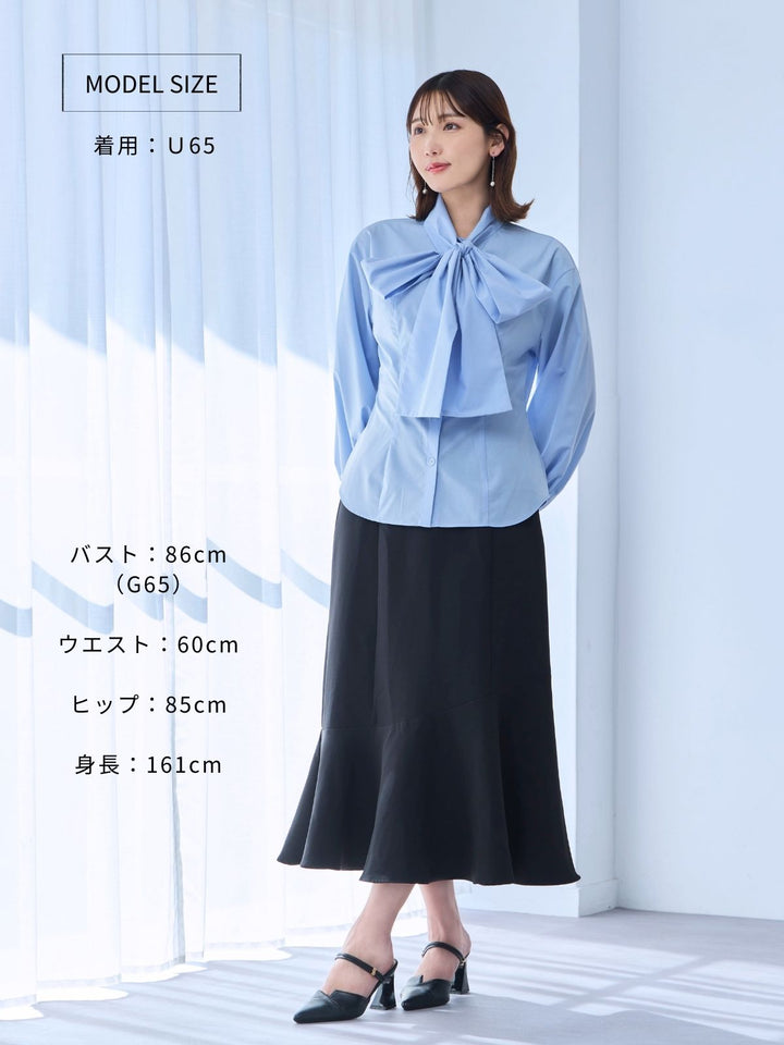 Cherry】overE ビッグリボンシャツブラウス サックス96 ビッグリボン