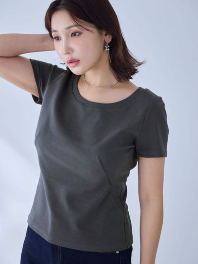 [6/19 22:00発売 期間限定 200円OFF]ベーシックラウンドネックＴシャツ 25SS：チャコール[102サイズ対応/入荷次第発送]