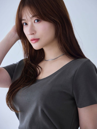[6/19 22:00発売 期間限定 200円OFF]ベーシックラウンドネックＴシャツ 25SS：チャコール[102サイズ対応/入荷次第発送]