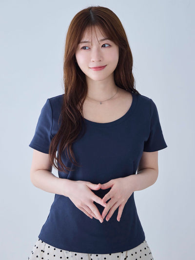[6/19 22:00発売 期間限定 200円OFF]ベーシックラウンドネックＴシャツ 25SS：ネイビー[102サイズ対応/入荷次第発送]
