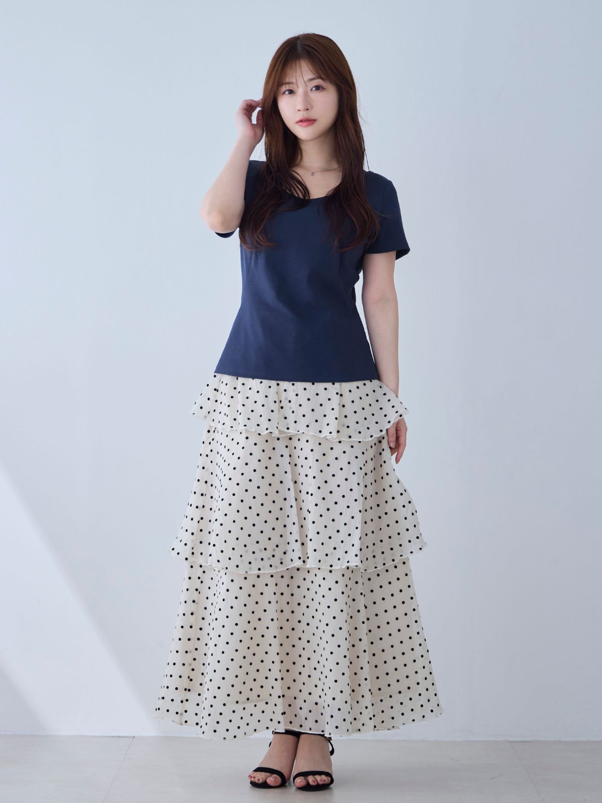 [6/19 22:00発売 期間限定 200円OFF]ベーシックラウンドネックＴシャツ 25SS：ネイビー[102サイズ対応/入荷次第発送]