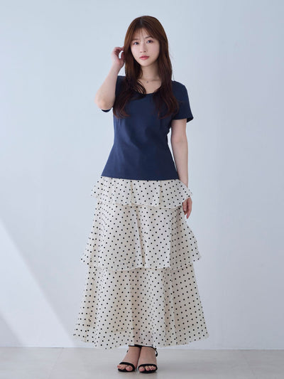 [6/19 22:00発売 期間限定 200円OFF]ベーシックラウンドネックＴシャツ 25SS：ネイビー[102サイズ対応/入荷次第発送]