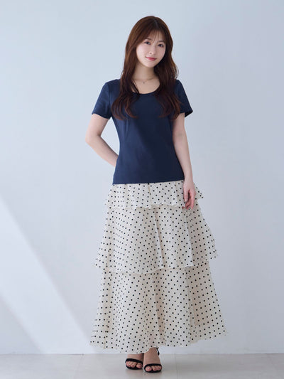 [6/19 22:00発売 期間限定 200円OFF]ベーシックラウンドネックＴシャツ 25SS：ネイビー[102サイズ対応/入荷次第発送]