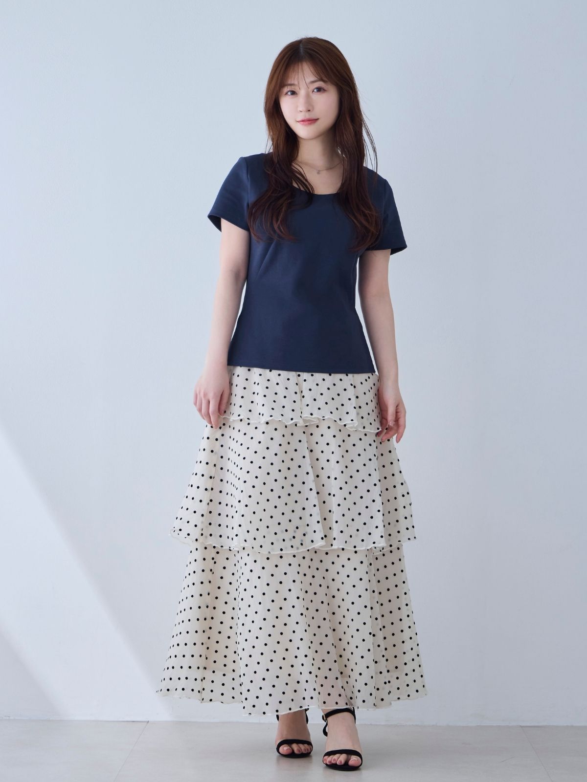 [6/19 22:00発売 期間限定 200円OFF]ベーシックラウンドネックＴシャツ 25SS：ネイビー[102サイズ対応/入荷次第発送]