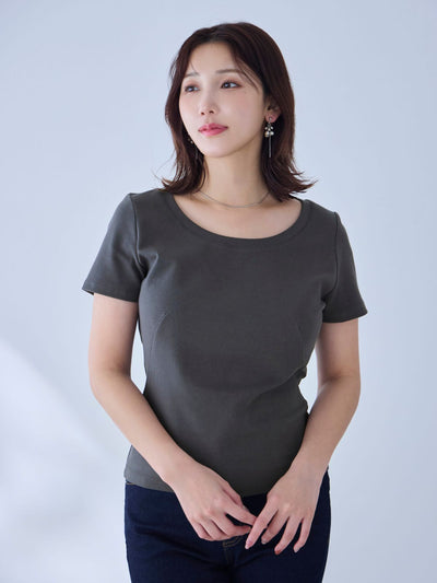 [6/19 22:00発売 期間限定 200円OFF]ベーシックラウンドネックＴシャツ 25SS：チャコール[102サイズ対応/入荷次第発送]