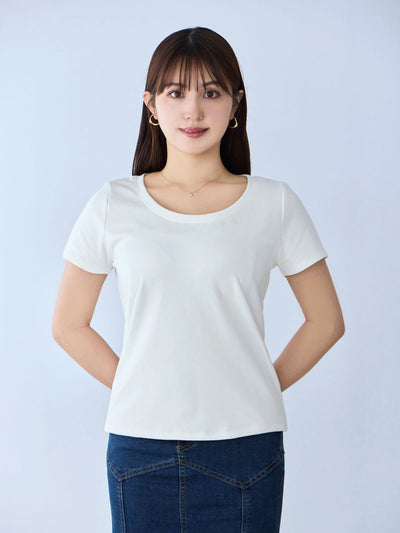 [6/5 22:00発売 期間限定 200円OFF]ベーシックラウンドネックＴシャツ 25SS：GLOW red [1着1000円を赤十字に寄付/102サイズ対応]