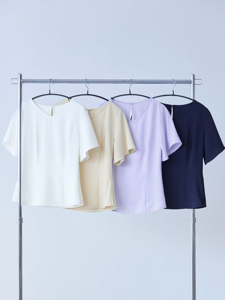ストレッチフレアスリーブブラウス 25SS：ホワイト│胸が大きな