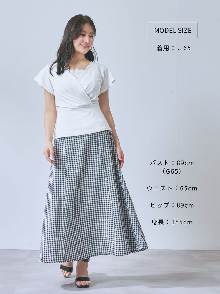 overE サマーカシュクールカットソー ティールブルー90サイズ サマーカシュクールカットソー：ホワイト│胸が大きな女性のための