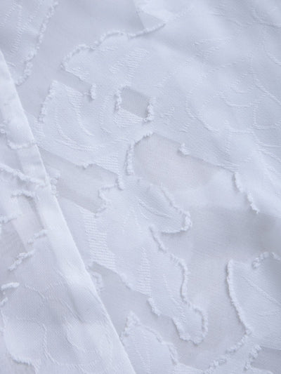 [12/11 22:00発売 期間限定 300円OFF]キャンディスリーブジャカードブラウス：ホワイト[102サイズ対応]