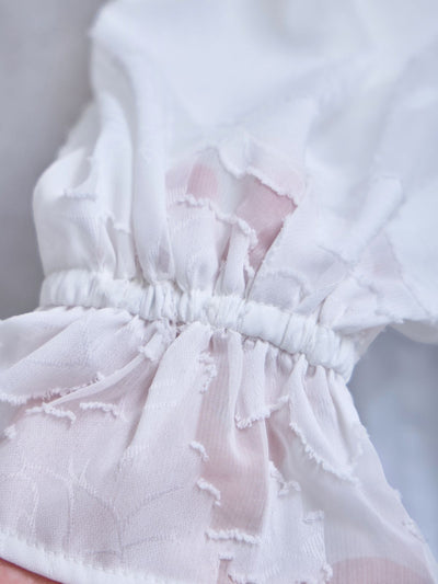 [12/11 22:00発売 期間限定 300円OFF]キャンディスリーブジャカードブラウス：ボルドー[102サイズ対応]