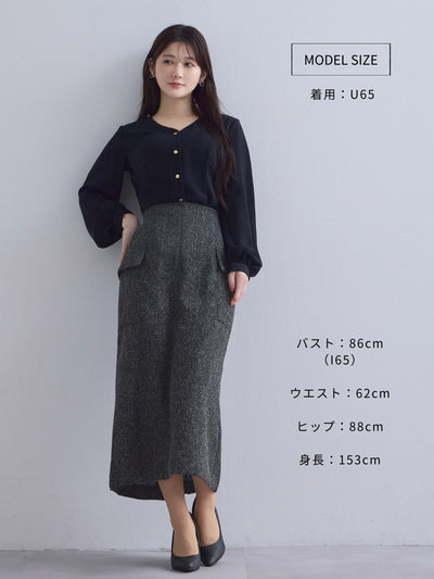 [10/23 22:00発売 期間限定 300円OFF] Vネック前開きブラウス 25AW：ルージュ[102サイズ対応/入荷次第発送]