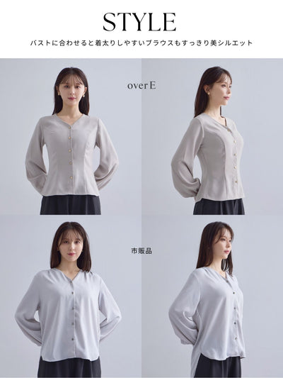 [10/23 22:00発売 期間限定 300円OFF] Vネック前開きブラウス 25AW：ルージュ[102サイズ対応/入荷次第発送]