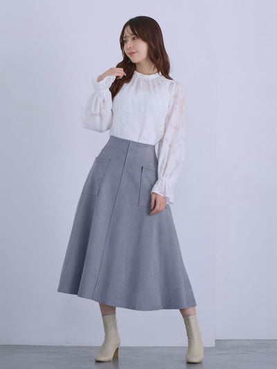 [12/11 22:00発売 期間限定 300円OFF]キャンディスリーブジャカードブラウス：ホワイト[102サイズ対応]