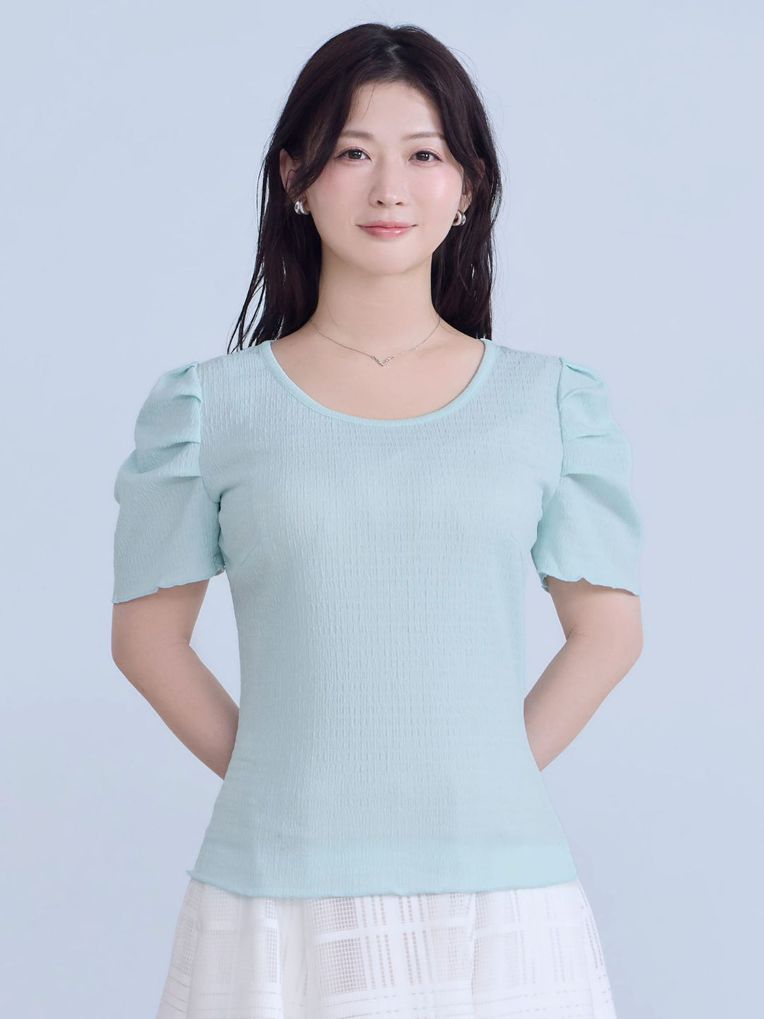 ポコポコカットソートップス：ブラック│胸が大きな女性のための