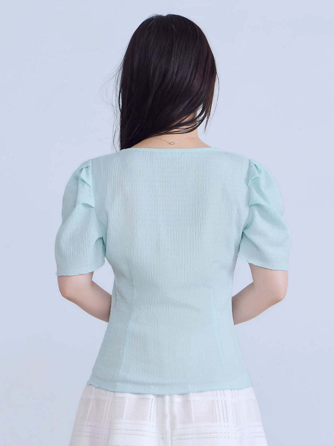 ポコポコカットソートップス：ブラック│胸が大きな女性のための