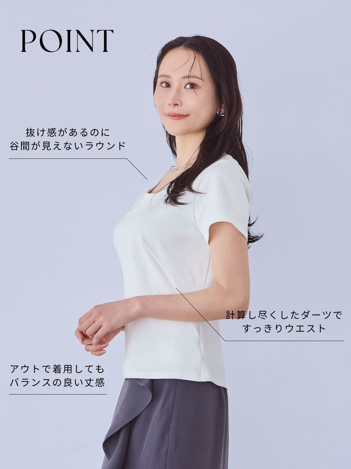 ベーシックラウンドネックTシャツ 25SS：ブラック│胸が大きな