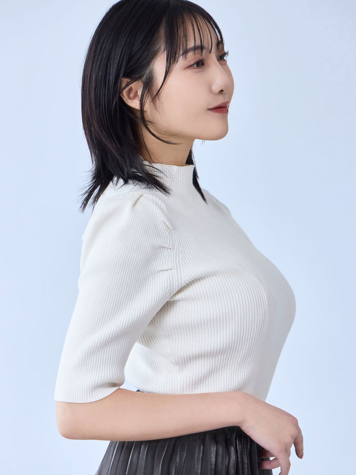 overE プチハイ5分袖パネルニット 25SS：ホワイト 96サイズ B0049_42_720x.jpg?v=1742910724