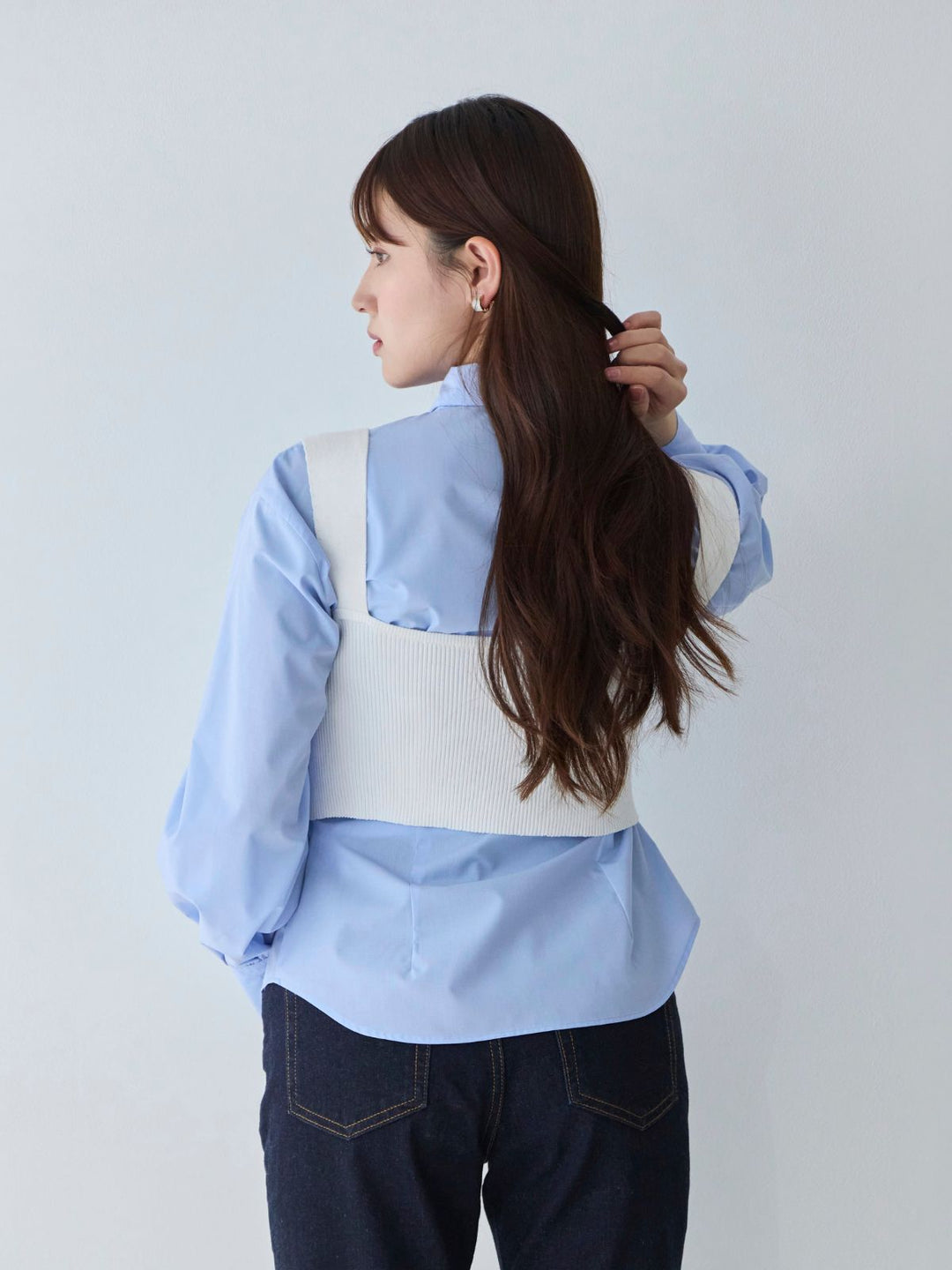 パネルニットビスチェ：ホワイト│胸が大きな女性のための