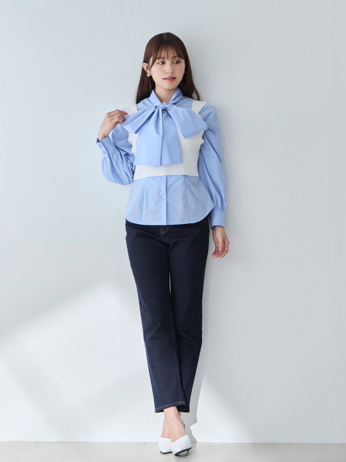 [4/10 22:00発売]パネルニットビスチェ：ホワイト