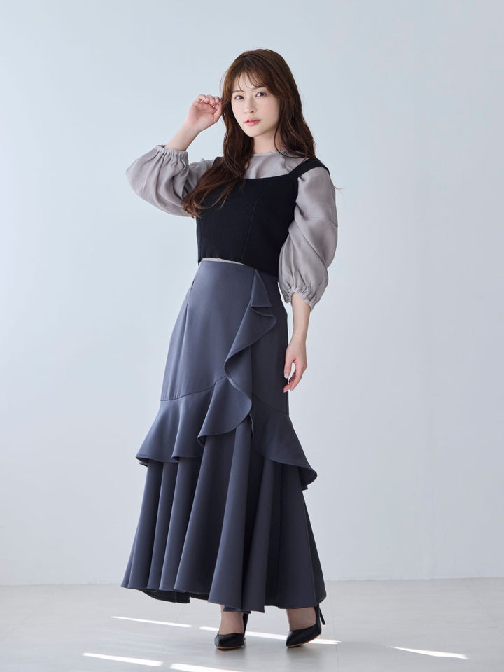 パネルニットビスチェ：ブラック│胸が大きな女性のための