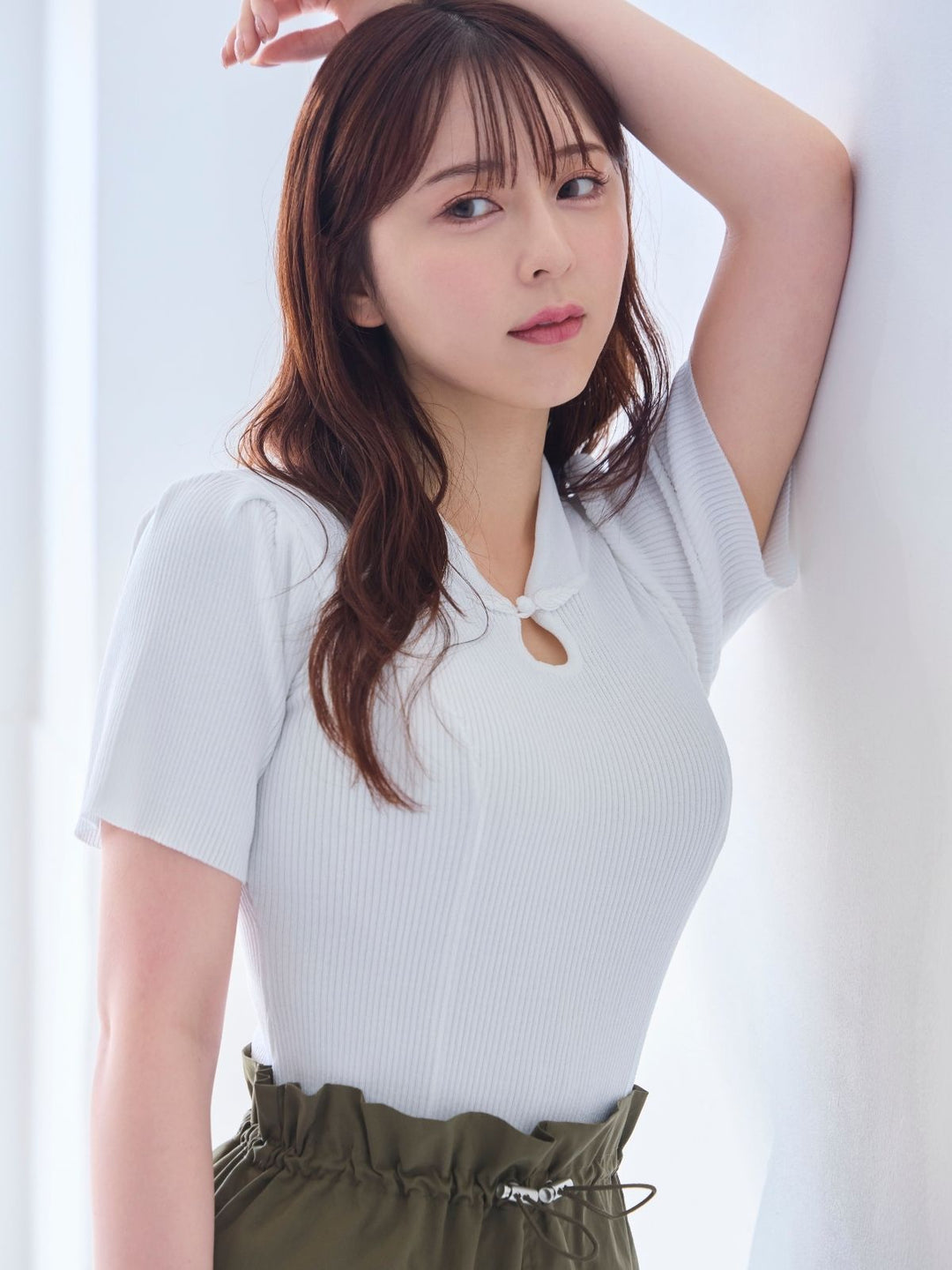 チャイナパネルニット ：ライラック│胸が大きな女性のための