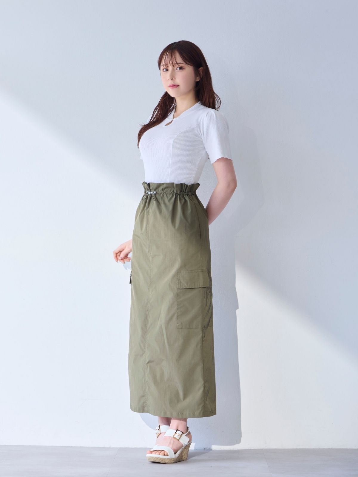 [5/15 22:00発売 期間限定 300円OFF]サマーチャイナパネルニット：ホワイト[102サイズ対応]