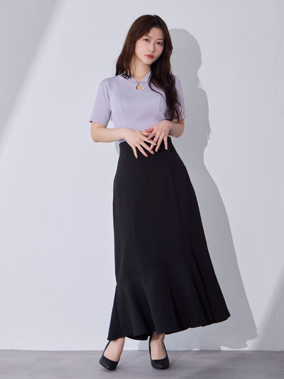 [7/10 22:00発売 期間限定 300円OFF]サマーチャイナパネルニット：ラベンダー[102サイズ対応]