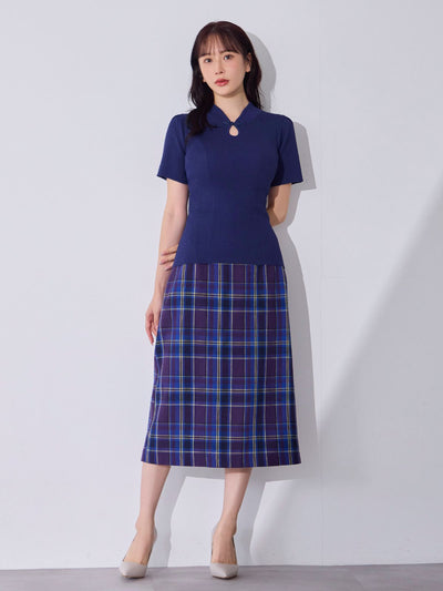 [7/10 22:00発売 期間限定 300円OFF]サマーチャイナパネルニット：ネイビー[102サイズ対応]