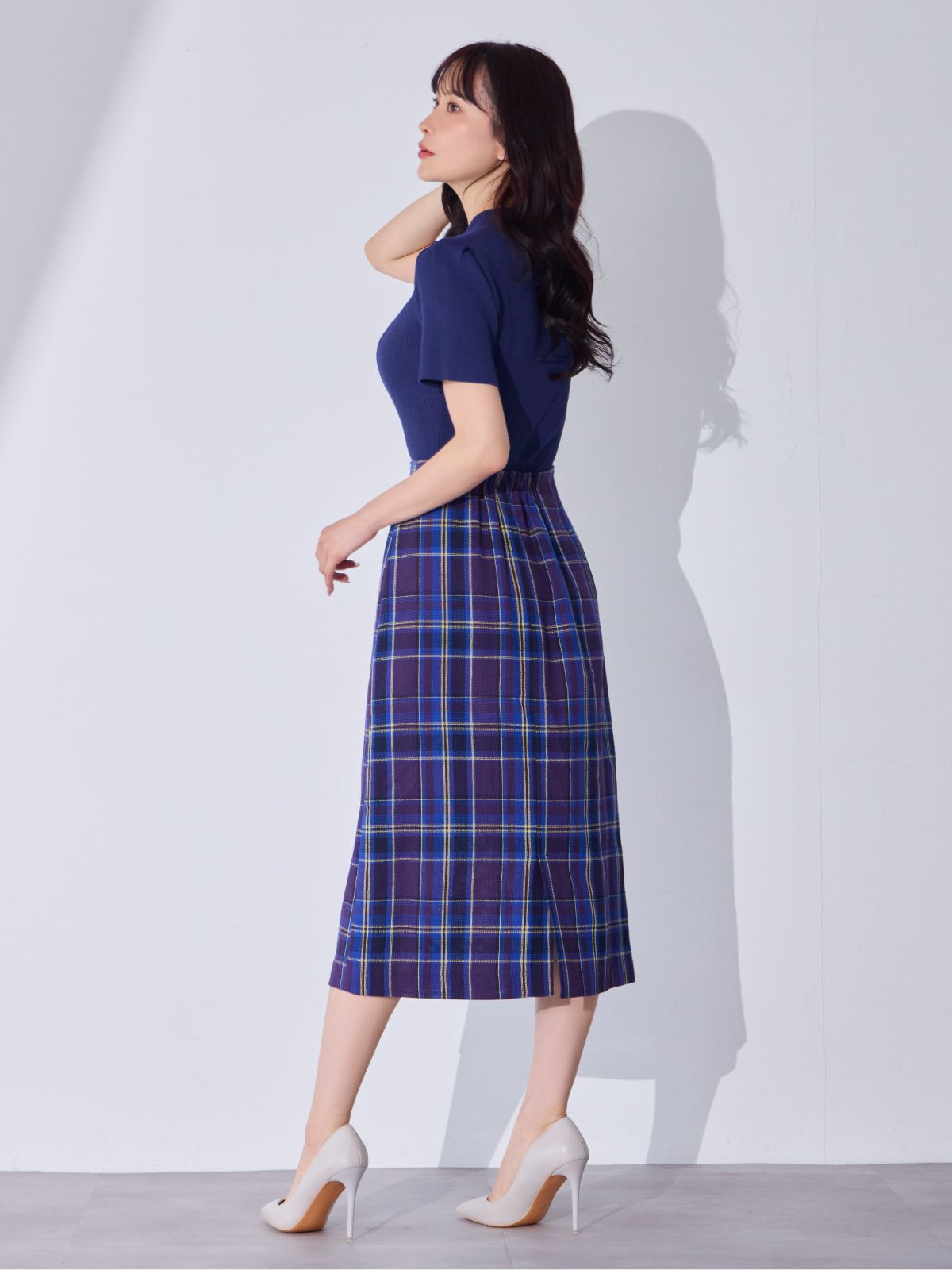 [7/10 22:00発売 期間限定 300円OFF]サマーチャイナパネルニット：ネイビー[102サイズ対応]