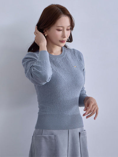 [12/11 22:00発売 期間限定 300円OFF]ジャカードラメニット：ブルーグレー[102サイズ対応]